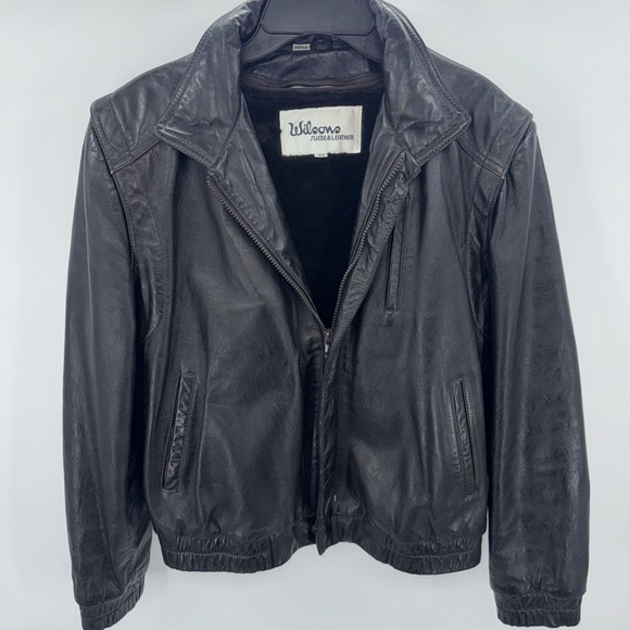 Wilsons Leather Jackets & Blazers - Wilsons Leather Jacket Vintage 70s Womens Black Sherpa biker Bomb Jacket Size 42